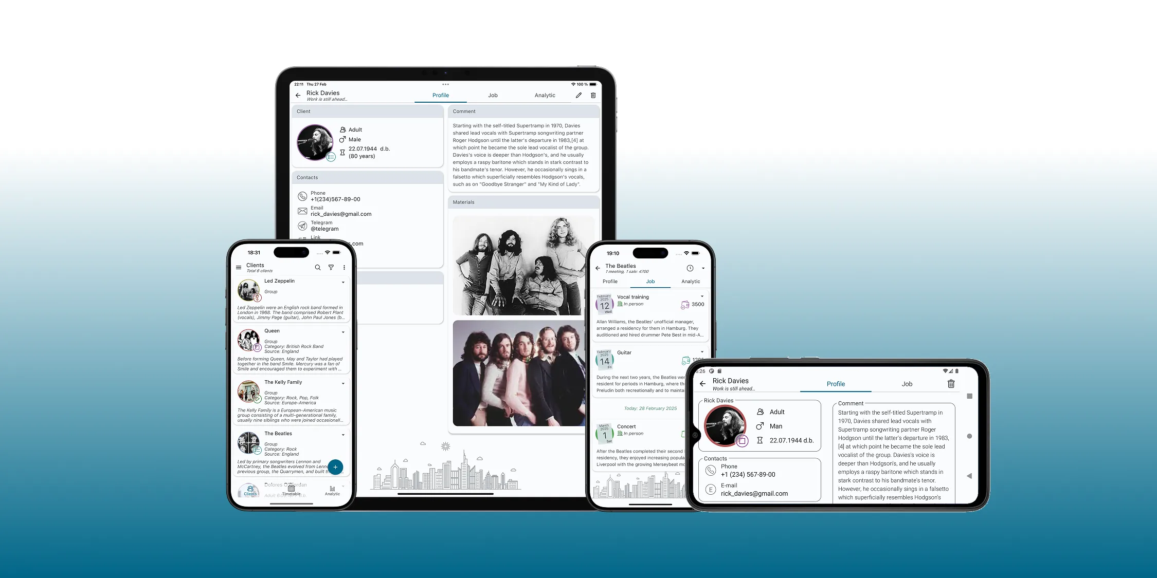Client list in the Clients & Finances app